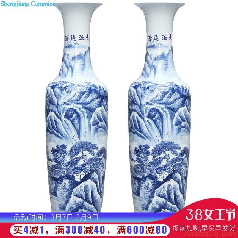 Jingdezhen ceramic floor big vase hand-painted wulong play pearl quiver furnishing articles e142 antique Chinese style living room decoration