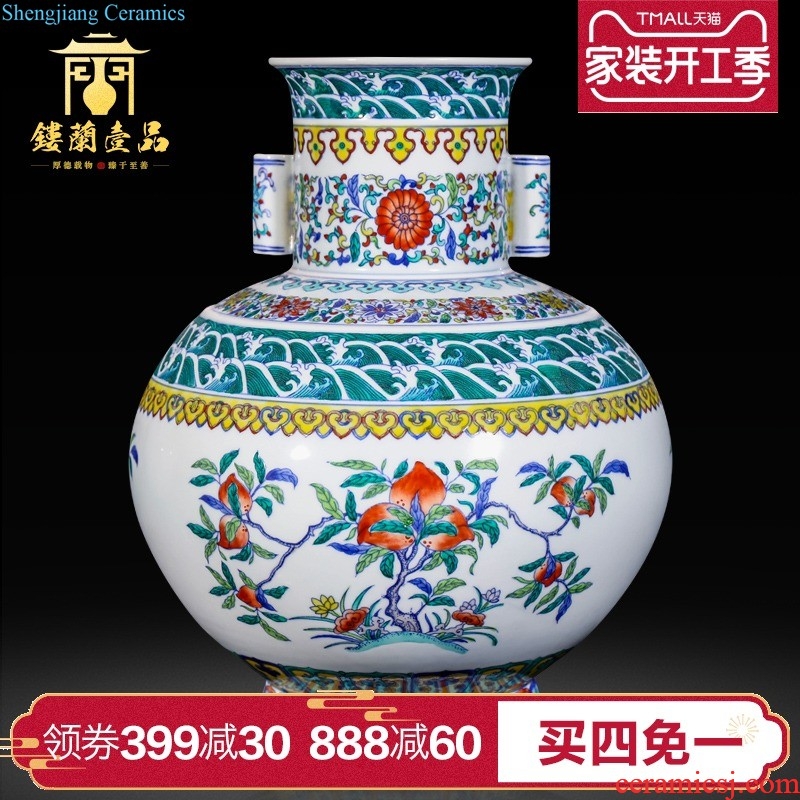 High-quality goods of jingdezhen ceramics hui-ming wu master hand draw characters of new Chinese style household decoration vase furnishing articles