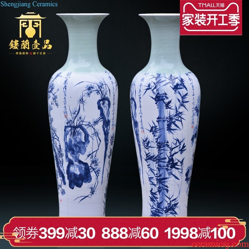 Jingdezhen ceramics imitation qing qianlong yellow scramble for colour live big flower vase sitting room home furnishing articles