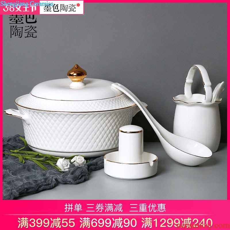 Jingdezhen ceramic dishes suit contracted household bone porcelain tableware suit dishes combine European dishes Cloud net