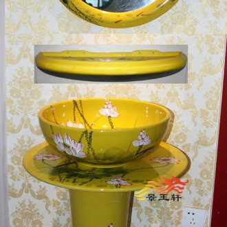 JingYuXuan jingdezhen ceramic art basin stage basin sinks the sink basin lotus filled with green field