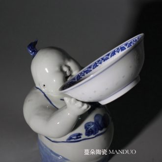 Jingdezhen double lion imitation word antique vase of dowry hand-painted ceramic vase 60 Gao Qinghua ground vase