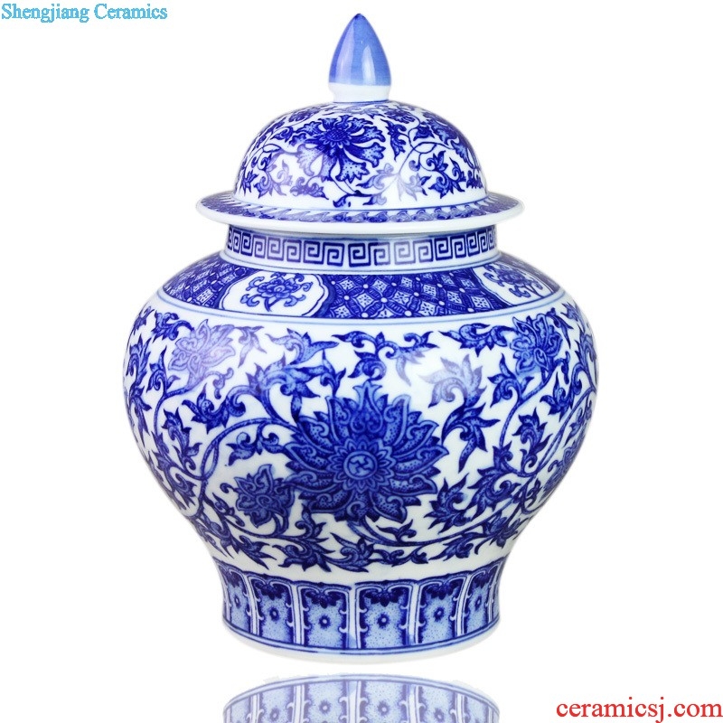 Jingdezhen ceramic hand-painted sitting room of large vase modern blue and white landscape painting Chinese TV ark decoration furnishing articles