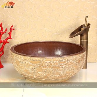 Jingdezhen JingYuXuan ishikawa lotus set columns five times art ceramic basin sink basin of the basin that wash a face