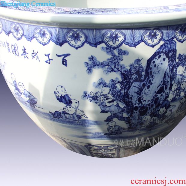 Jingdezhen set is square and generous culture writing brush washer to send led boss luxurious porcelain porcelain brush pot