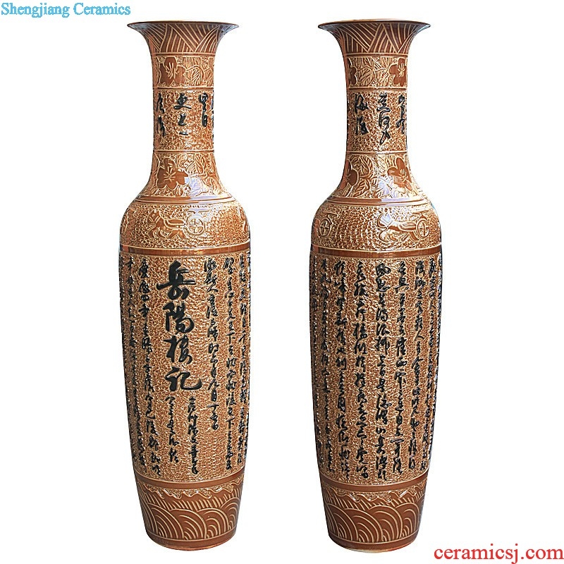 E143 jingdezhen ceramics of large green glaze vase peony flowers prosperous home furnishing articles creative and fresh