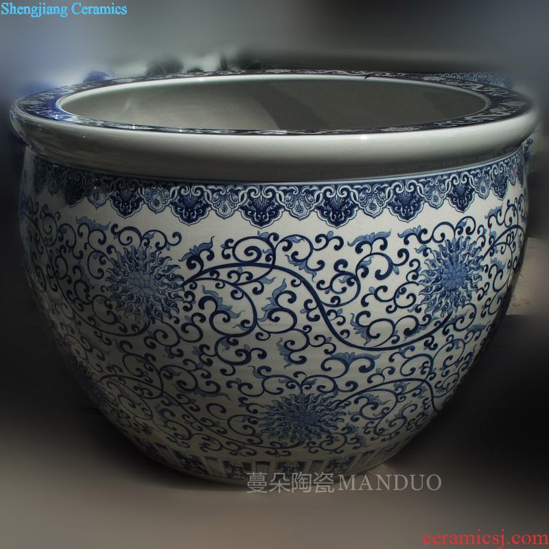 Jingdezhen blue and white youligong imitation qianlong hand-painted dragon vase the celestial sphere red dragon tattoo art vase make sea, Kowloon