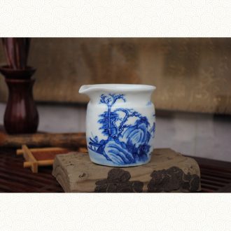 Owl kiln of archaize of jingdezhen blue and white porcelain tea set hand-painted tureen handmade ceramic cups tea bowl three cups