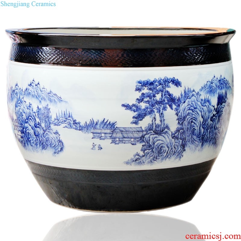 C123 basin of jingdezhen ceramics aquarium water lily bowl lotus goldfish turtle cylinder longfeng fish bowl large porcelain