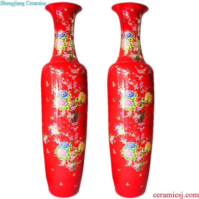 E085 jingdezhen ceramics ruby red large vases, three Yang kaitai, Chinese style sitting room adornment handicraft furnishing articles