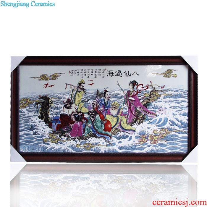 Hc - q28 jingdezhen ceramic central scroll Qingming festival painting porcelain plate painting murals with box