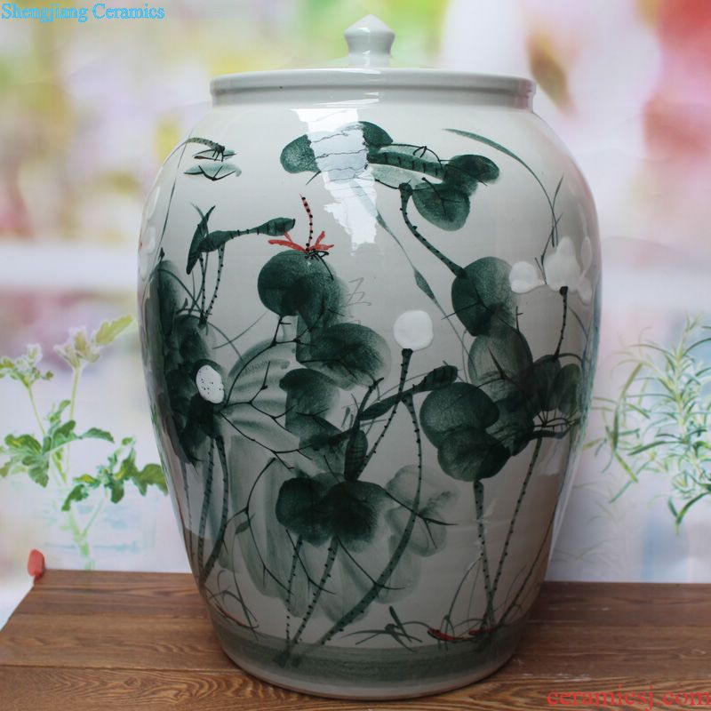 Jingdezhen barrel ricer box ceramic storage tank storage cylinder with a lid gulp insect-resistant moistureproof grain flour cylinder cylinder