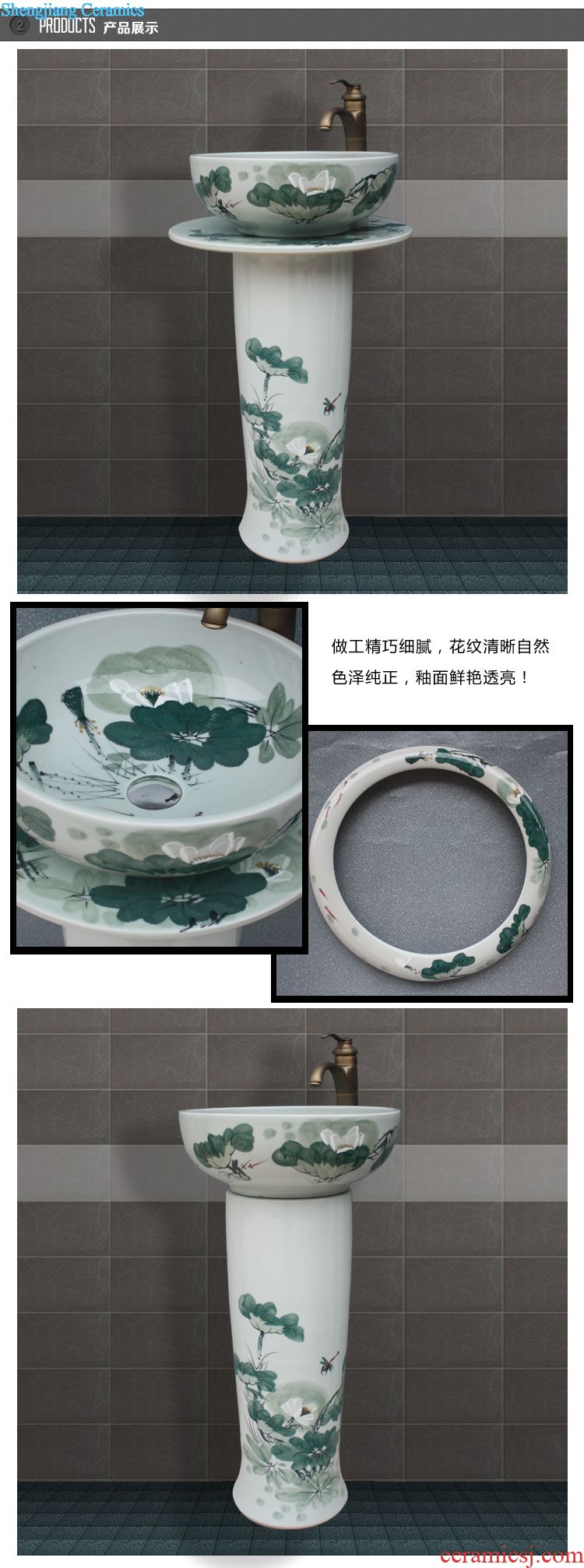 JingYuXuan blackish green deep carved lotus of jingdezhen ceramic art basin bathroom restoring ancient ways the basin that wash a face hand wash basin