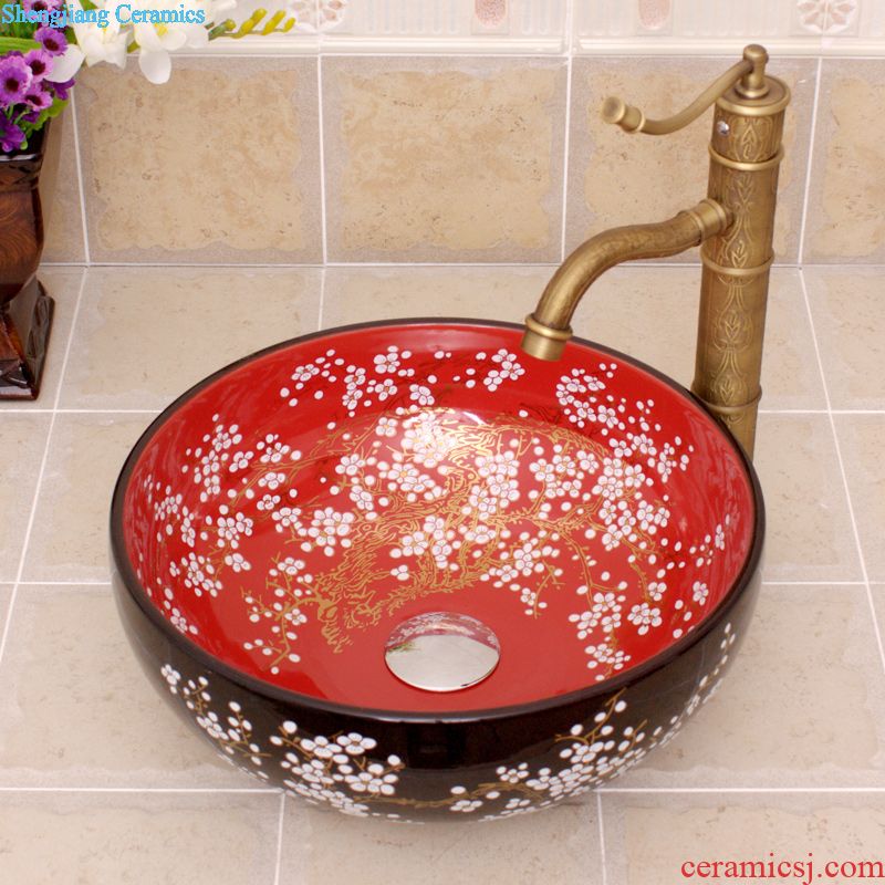 Jingdezhen ceramic lavatory basin basin art on the sink basin birdbath black red lotus