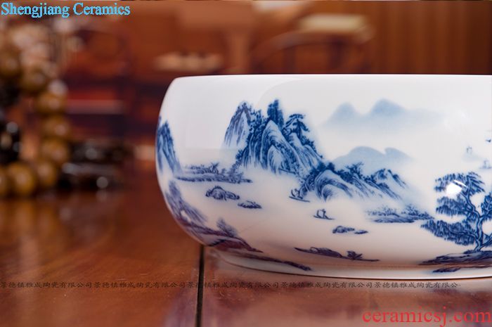 Jingdezhen ceramic POTS sub storage tanks large household adornment storage with cover pot rice caddy is received