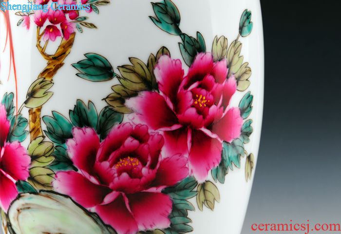 Imitation of classical jingdezhen ceramics celadon art big vase retro ears dry flower vases, creative furnishing articles