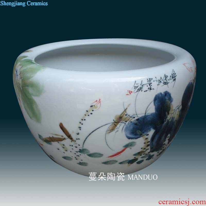 Quietly elegant of jingdezhen ceramic cylinder fish to raise the tortoise goldfish bowl lotus lotus special cylinder M a ceramic porcelain