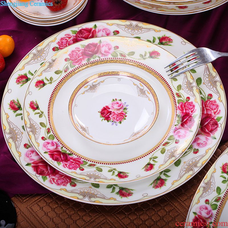 Home dishes suit bone porcelain tableware suit jingdezhen Chinese dishes suit dishes household portfolio with a gift