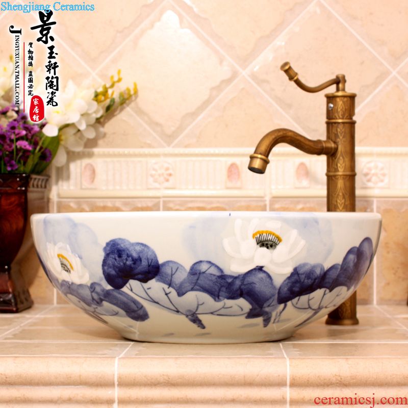 JingYuXuan jingdezhen ceramic lavatory sink basin basin art stage basin yellow bottom grinding threads