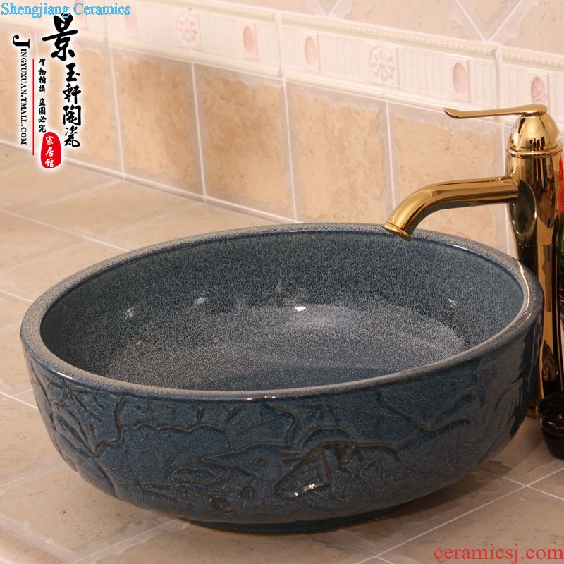 JingYuXuan Jingdezhen art basin ceramic wash basin Lavatory luxury in yellow flowers