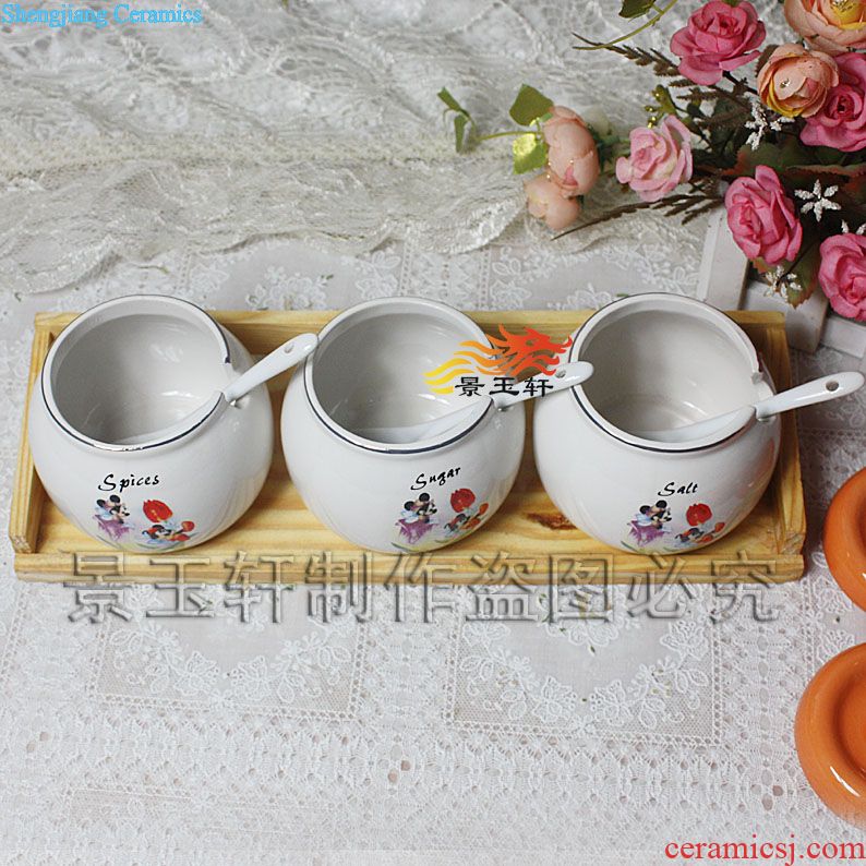 JingYuXuan Disney mickey's kitchen ceramic flavor pot three-piece courtship