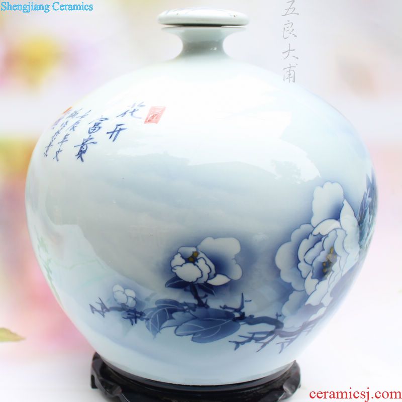 Five good just 1 catty jingdezhen blue and white porcelain plum bottle bottle sealed bottle storage bottle porcelain flask