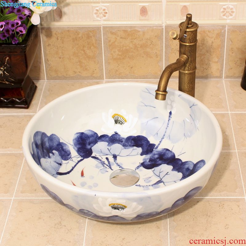 JingYuXuan jingdezhen ceramic lavatory sink basin basin art stage basin yellow bottom grinding threads