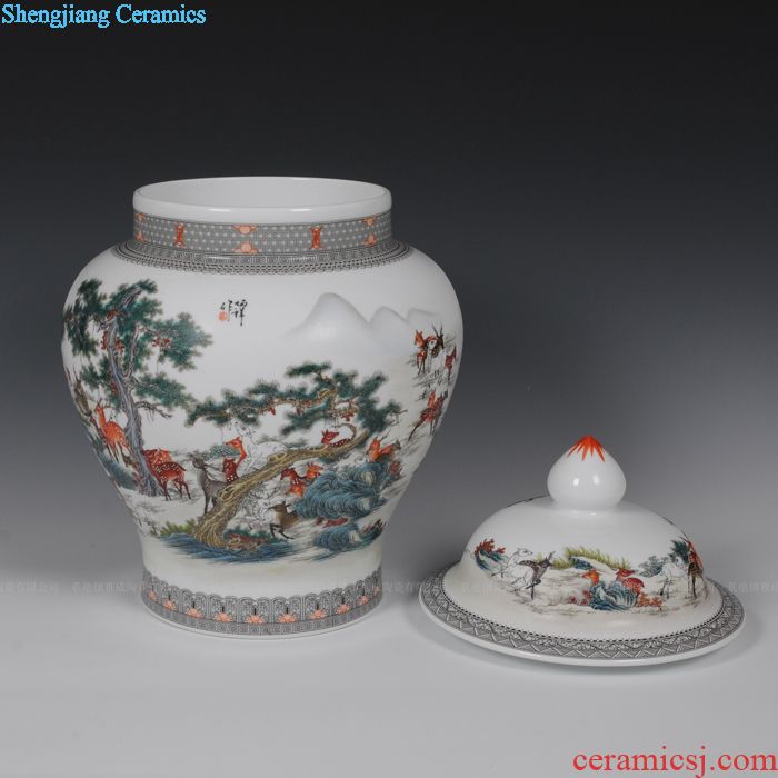 Jingdezhen ceramic antique hand-painted tong qu vase furnishing articles creative new Chinese ikea sitting room adornment flower arrangement