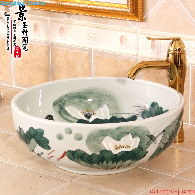 Jingdezhen ceramic mop JingYuXuan large fission on green lotus pool art mop basin mop pool under the sink