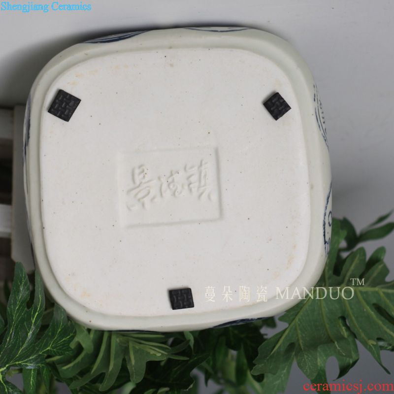 Jingdezhen porcelain put lotus flower porcelain stool hand-painted porcelain stool cool blue stool