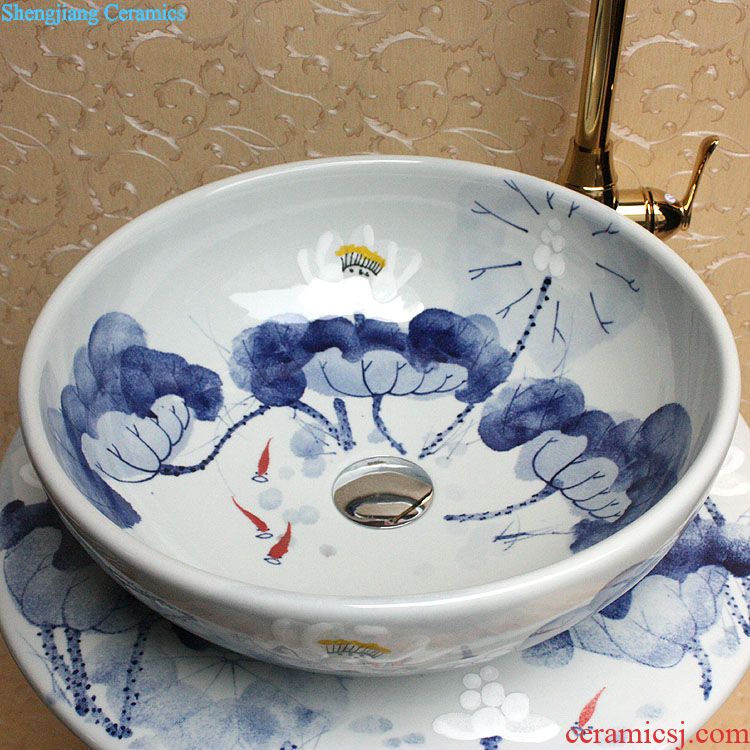 Jingdezhen JingYuXuan hand-painted ceramic product freehand brushwork in traditional Chinese peony pillar three-piece art stage basin basin
