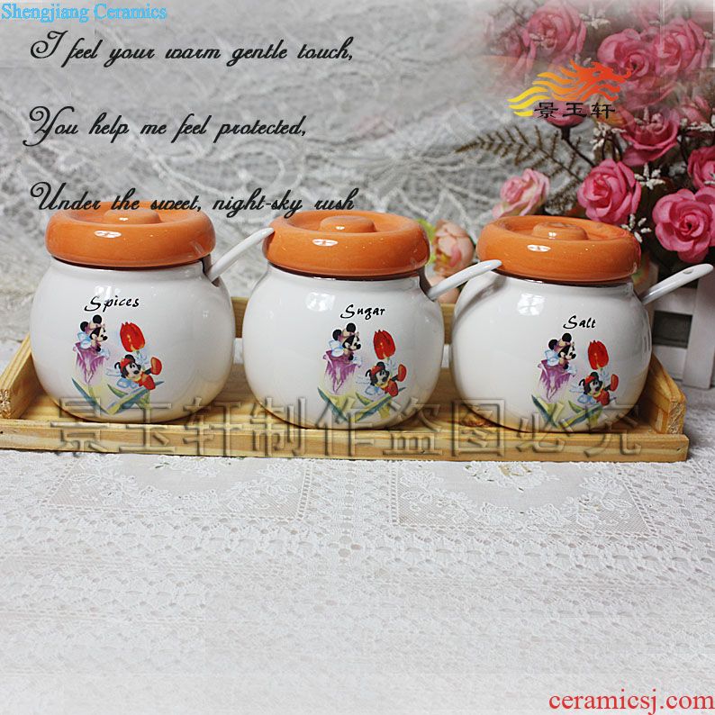 JingYuXuan Disney mickey's kitchen ceramic flavor pot three-piece courtship