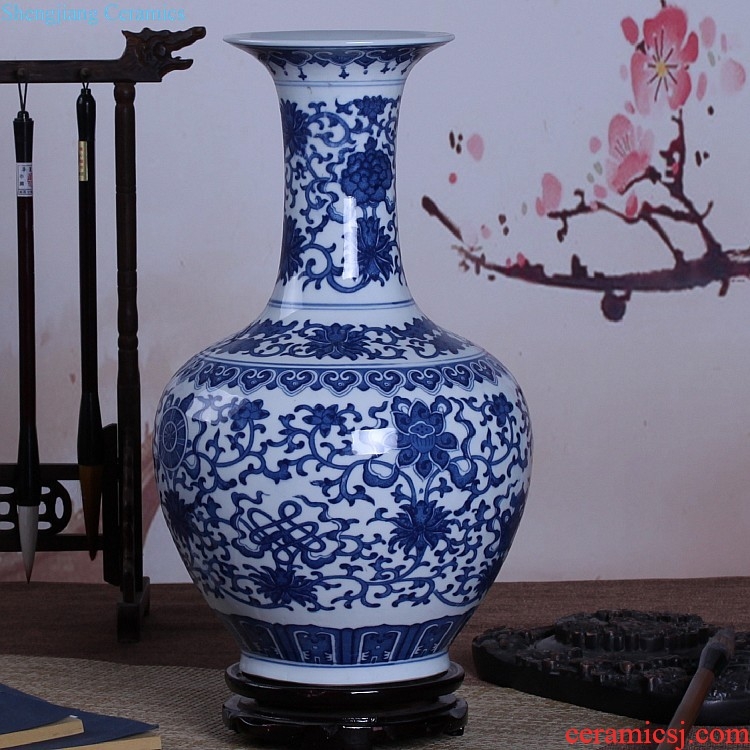 General jingdezhen ceramic pot sitting room place vase European golden light luxury home large soft adornment arranging flowers