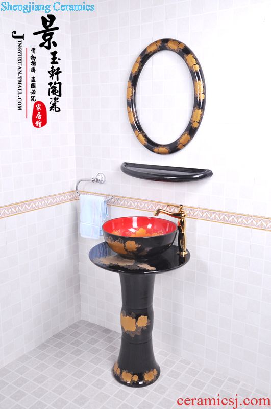 Jingdezhen JingYuXuan art basin accessories supporting bibcock archaize heightening the copper hot and cold tap