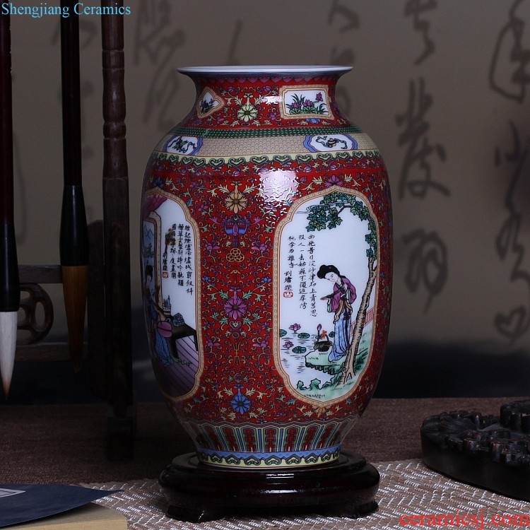 Jingdezhen porcelain pot vase flower arrangement sitting room of large storage tank wine household soft adornment is placed between example