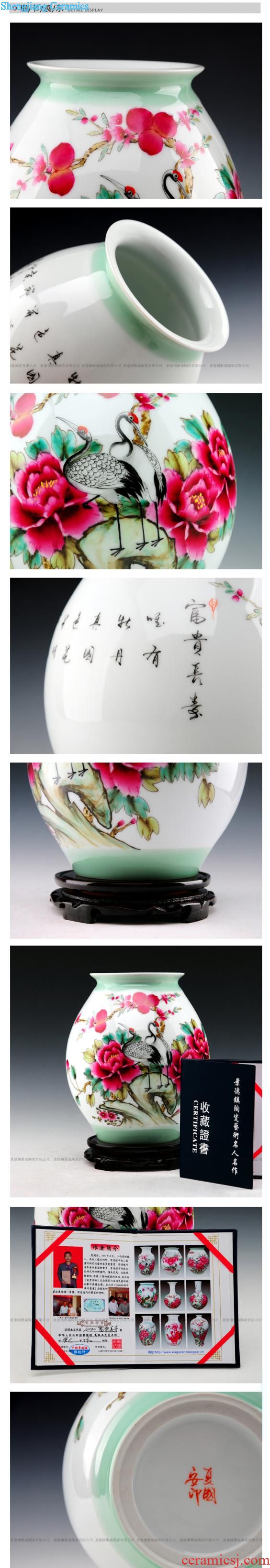 Master of jingdezhen ceramics hand-painted famille rose porcelain vase gall bladder classical household adornment handicraft furnishing articles