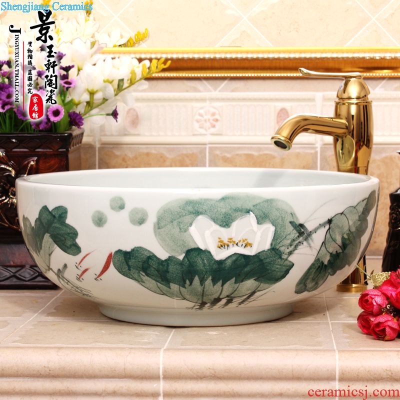 Jingdezhen ceramic mop JingYuXuan large fission on green lotus pool art mop basin mop pool under the sink