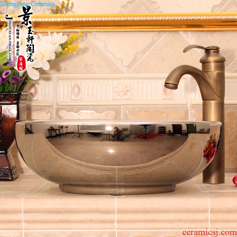 JingYuXuan jingdezhen ceramic lavatory basin sink basin art basin waist drum yellow flower on stage