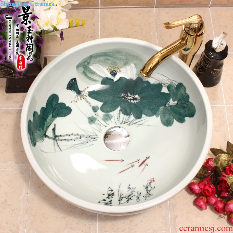 Jingdezhen ceramic mop JingYuXuan large fission on green lotus pool art mop basin mop pool under the sink