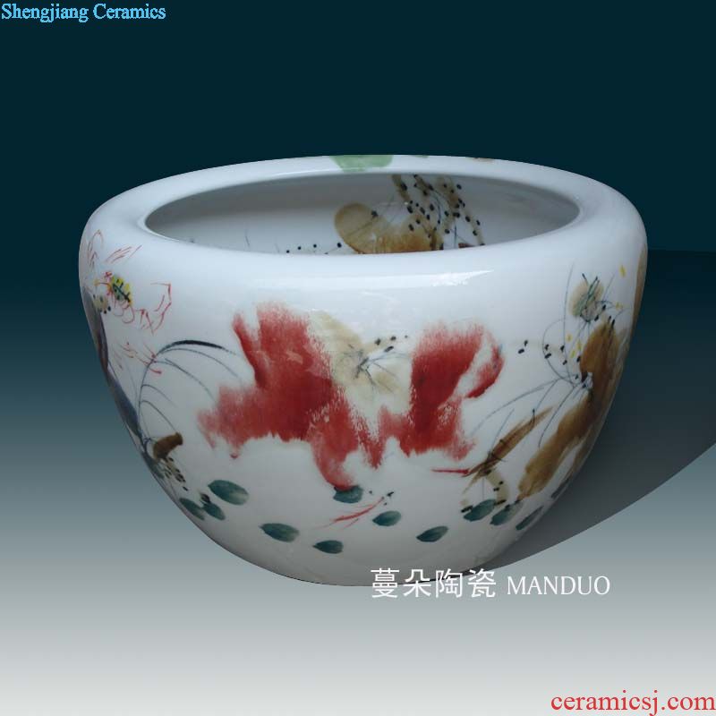 Quietly elegant of jingdezhen ceramic cylinder fish to raise the tortoise goldfish bowl lotus lotus special cylinder M a ceramic porcelain