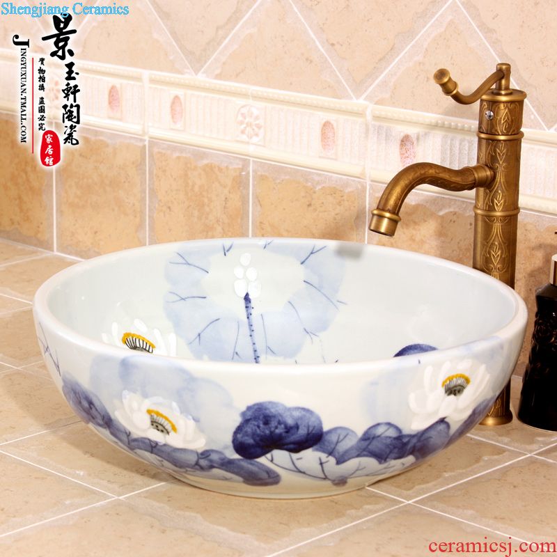 JingYuXuan jingdezhen ceramic lavatory sink basin basin art stage basin yellow bottom grinding threads