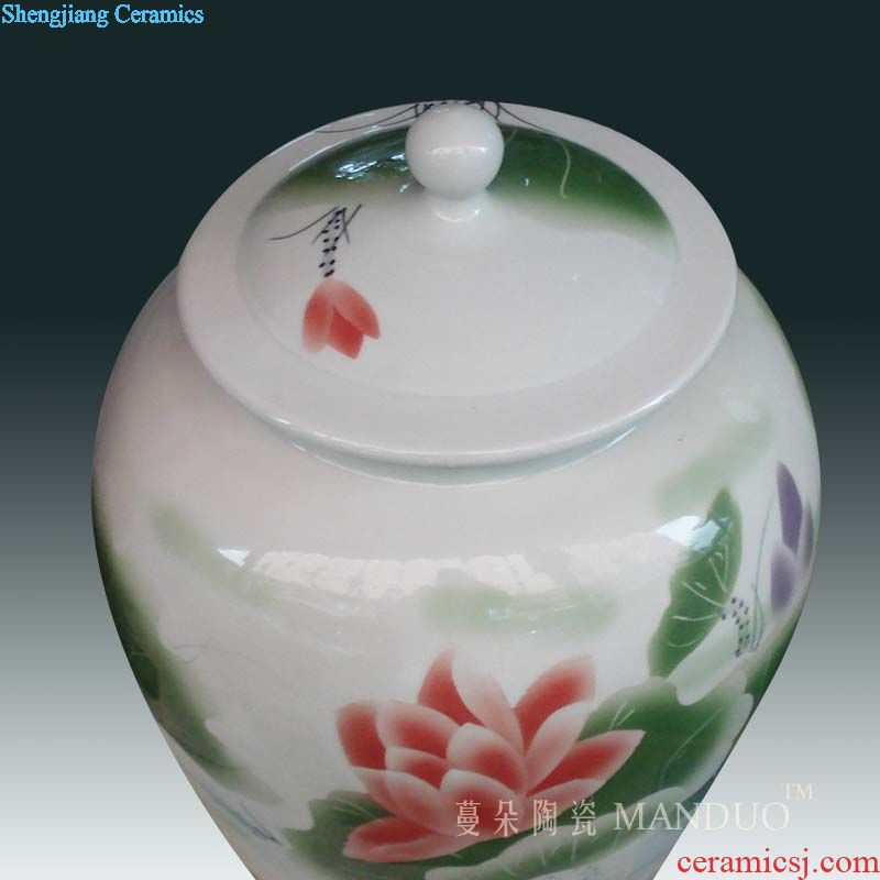 Jingdezhen carvings of VAT relief porcelain jar scroll painting and calligraphy by day tank handwritten text cylinder