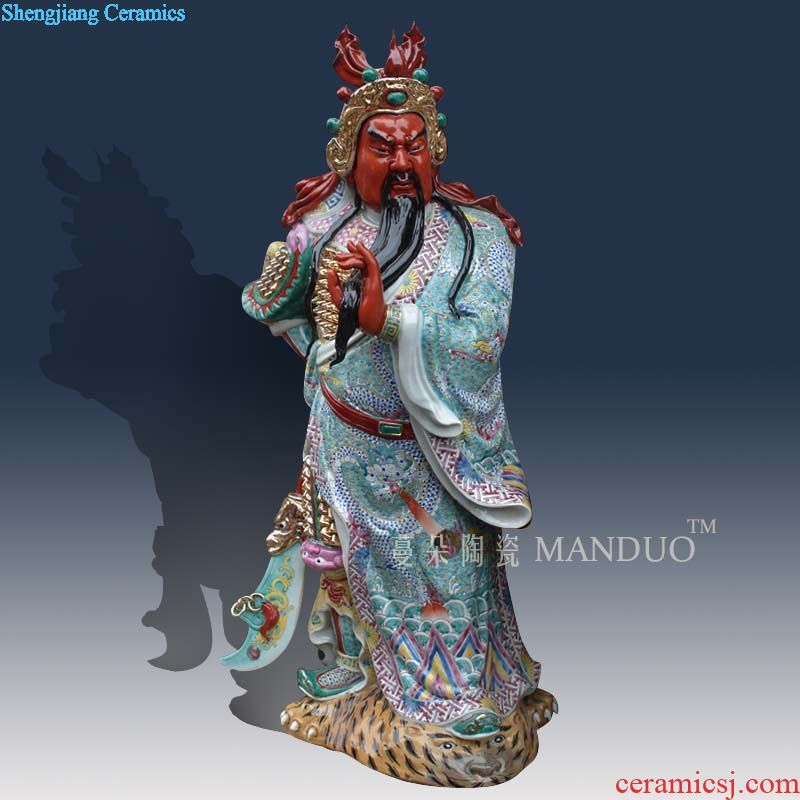 Jingdezhen 40 cm high sculpture porcelain color samsung furnishing articles fu lu shou samsung auspicious porcelain