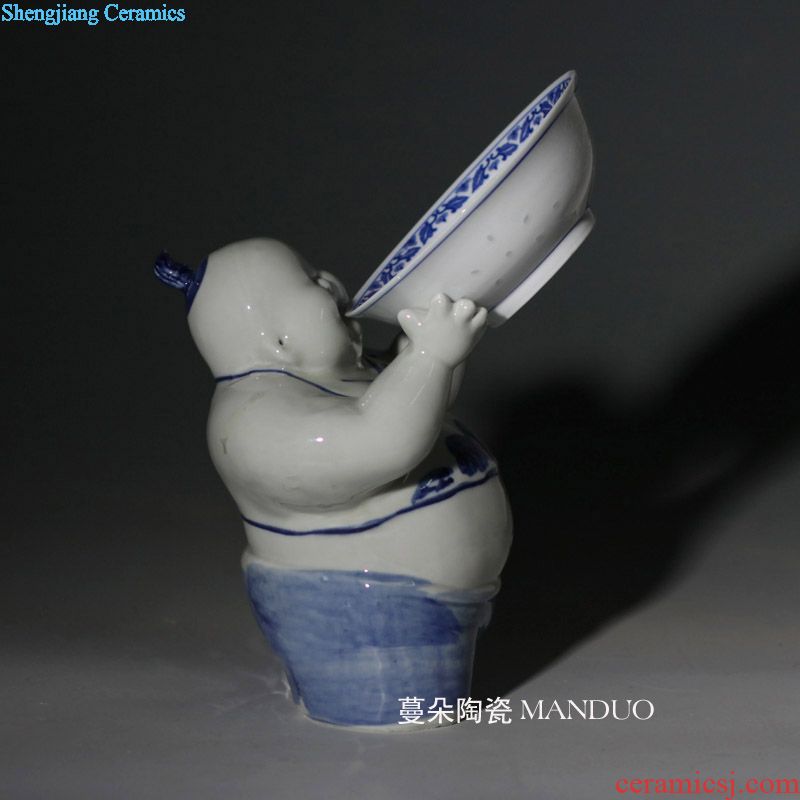 Jingdezhen double lion imitation word antique vase of dowry hand-painted ceramic vase 60 Gao Qinghua ground vase