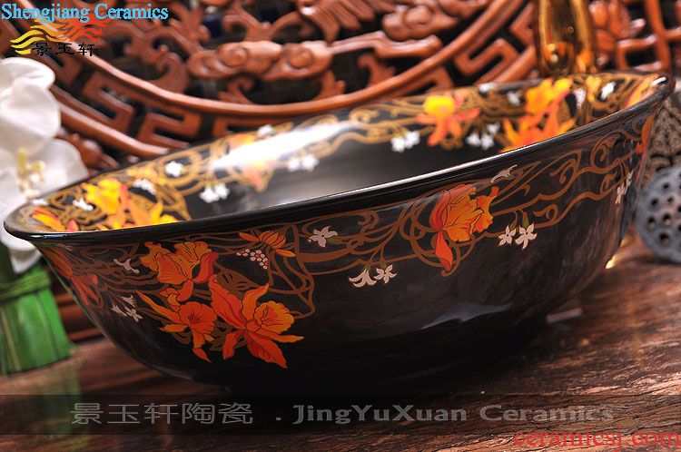 JingYuXuan jingdezhen ceramic art basin stage basin sinks the sink basin birdbath archaize lotus flower