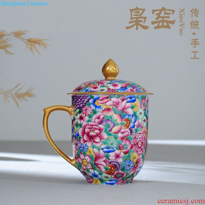 Jingdezhen ceramic blue master cup Hand-painted tea kungfu tea cup longfeng sample tea cup personal single cup bowl