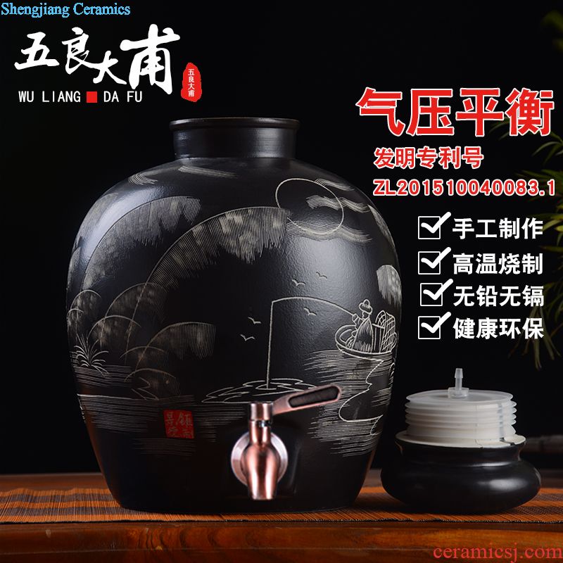 Jingdezhen ceramic foam glass jars with leading 20 jins 30 jins of 50 kg wine vintage wine jars with lock