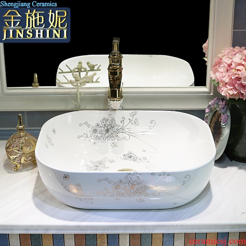 Gold cellnique stage basin of jingdezhen ceramic lavabo lavatory basin bathroom basin Circular marble