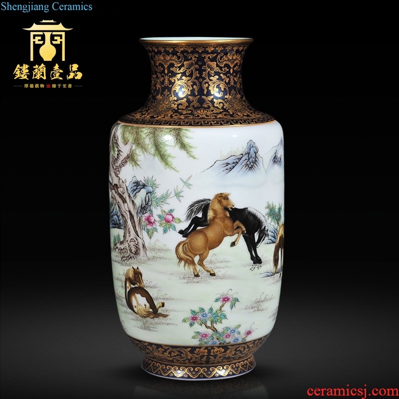 Jingdezhen imperial kiln chinaware imitation qianlong the blue colour and grain volume collection of mouth vase sitting room adornment furnishing articles