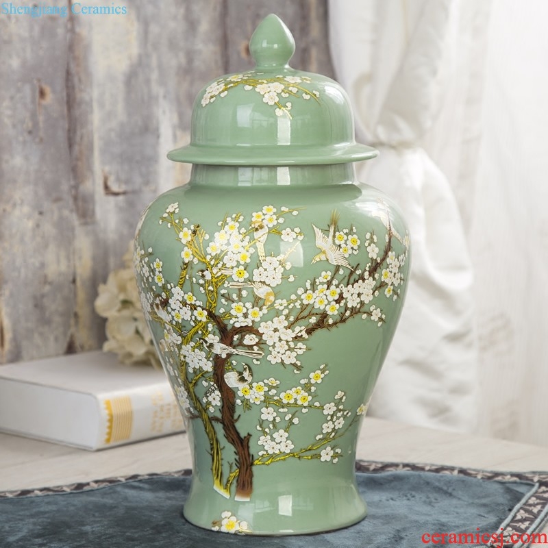 Jingdezhen ceramic hand-painted new Chinese vase creative living room TV cabinet dry flower arranging flowers home furnishing articles